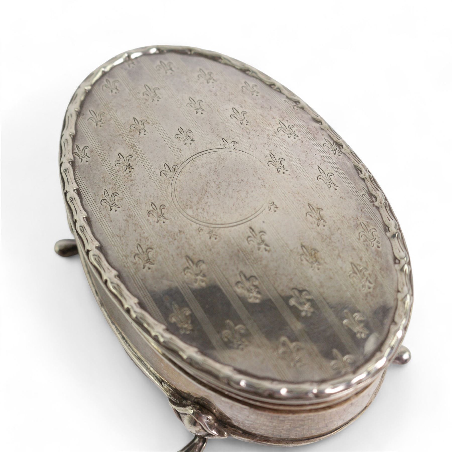 Edwardian engraved silver visiting card case Birmingham 1901 Maker Deakin & Francis Ltd, silver oval ring box Birmingham 1909, silver bladed and cased fruit knife and a silver cheroot holder case (4)