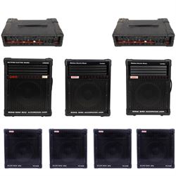 Nine Watkins WEM Song Bird Accordion amplifiers and speakers, including three Silver Songb...