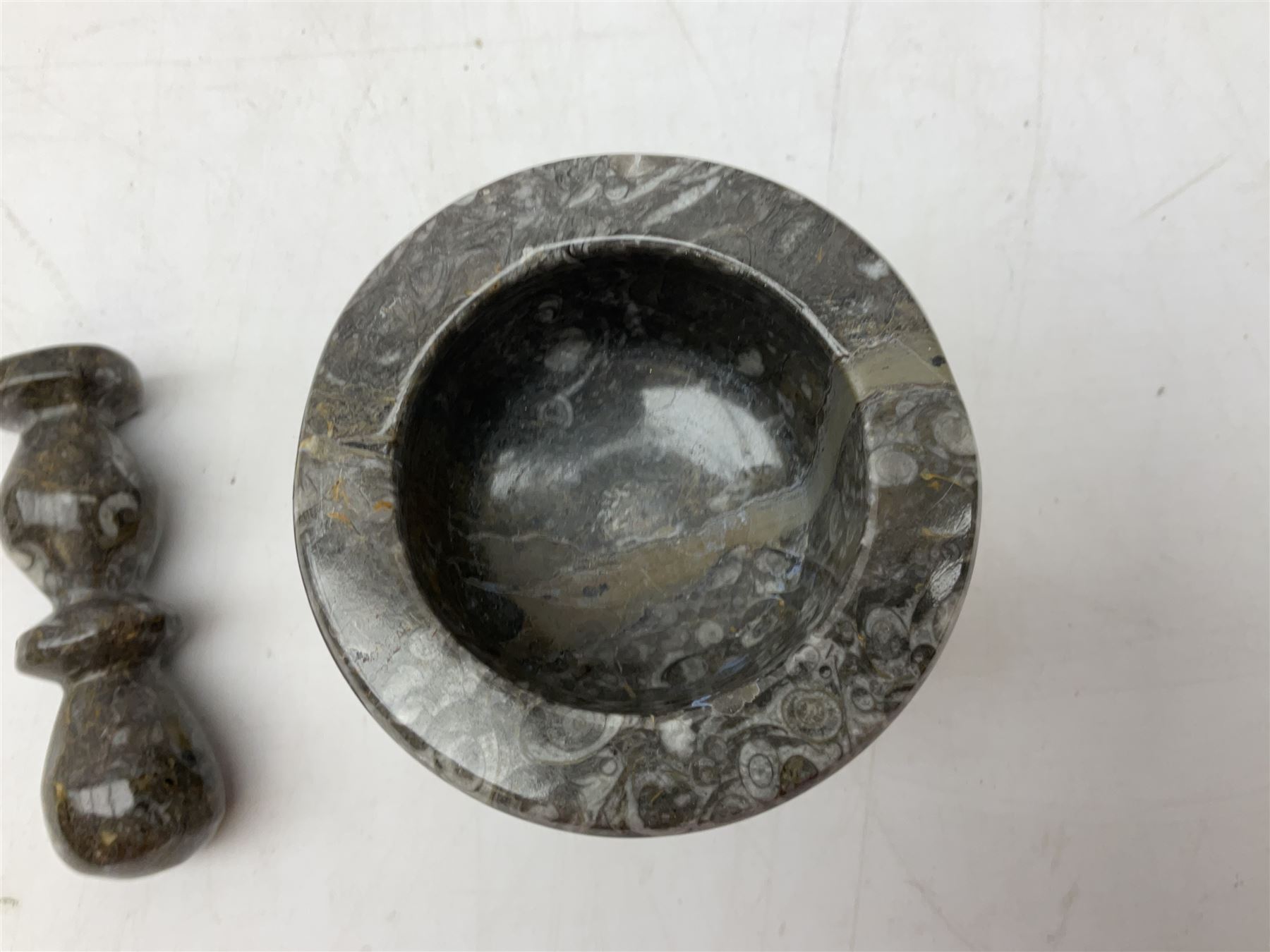 Polished Ammonite and Orthoceras Fossil Mortar & Pestle Polished Ammonite and Orthoceras Fossil Mortar & Pestle