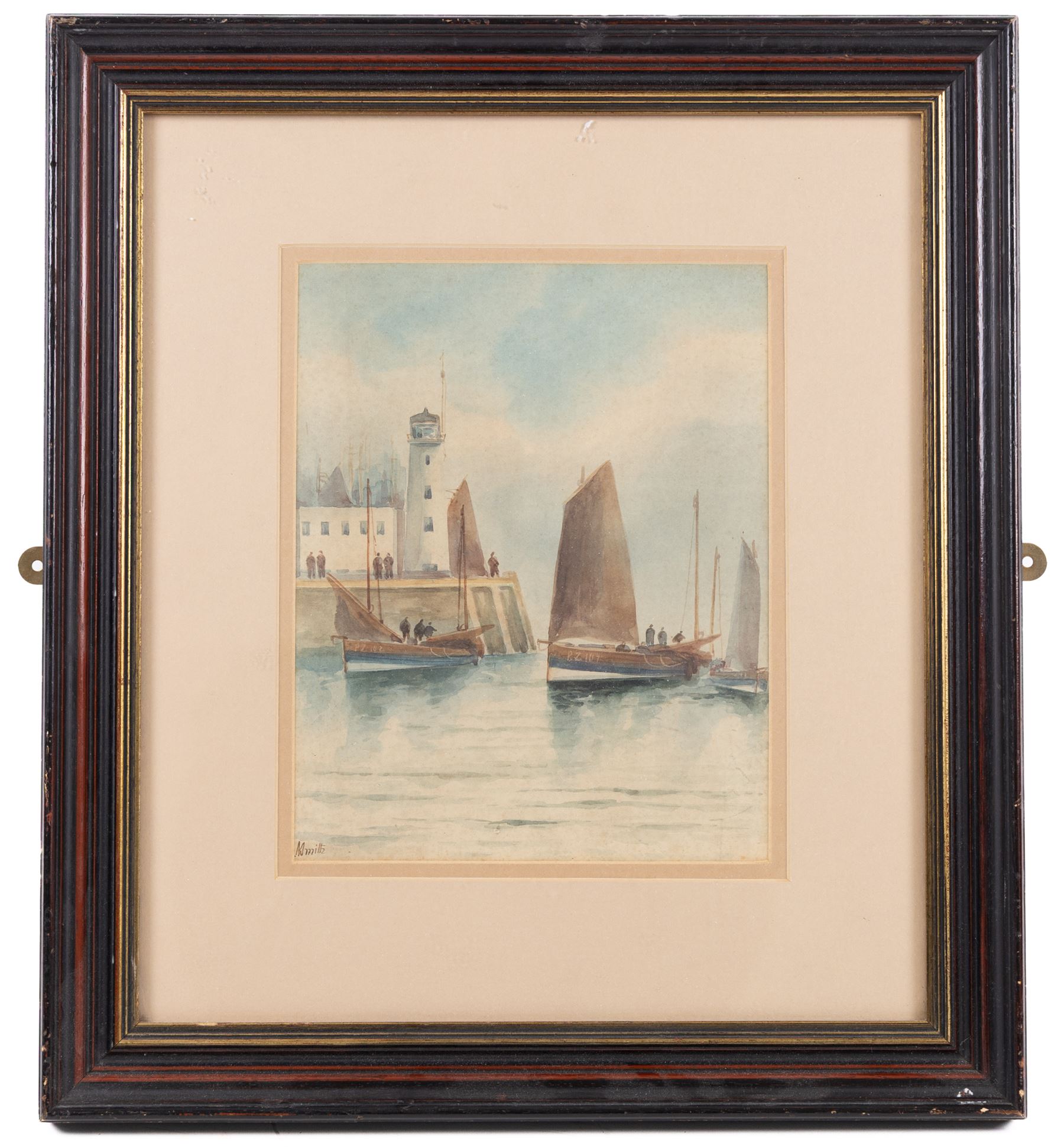 A Smith (British 19th/20th Century): Scarborough Pier Lighthouse, watercolour indistinctly signed 24cm x 19cm; C Marr (British 19th/20th Century): 'Whitby Harbour', two watercolours signed, one titled verso, 20cm x 28cm and 22cm x 29cm (3)