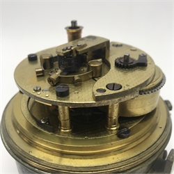 Mid 19th century marine chronometer by 'Cameron, Liverpool', silvered Roman dial, serial no. '1715', four pillar chain fusee movement with detent escapement, engine turned movement plates, dial diameter - 10cm, total diameter - 12.5cm