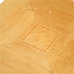 Mid 20th century German Art Deco occasional table, the octagonal top with radiating veneer panels, on tapering angular supports