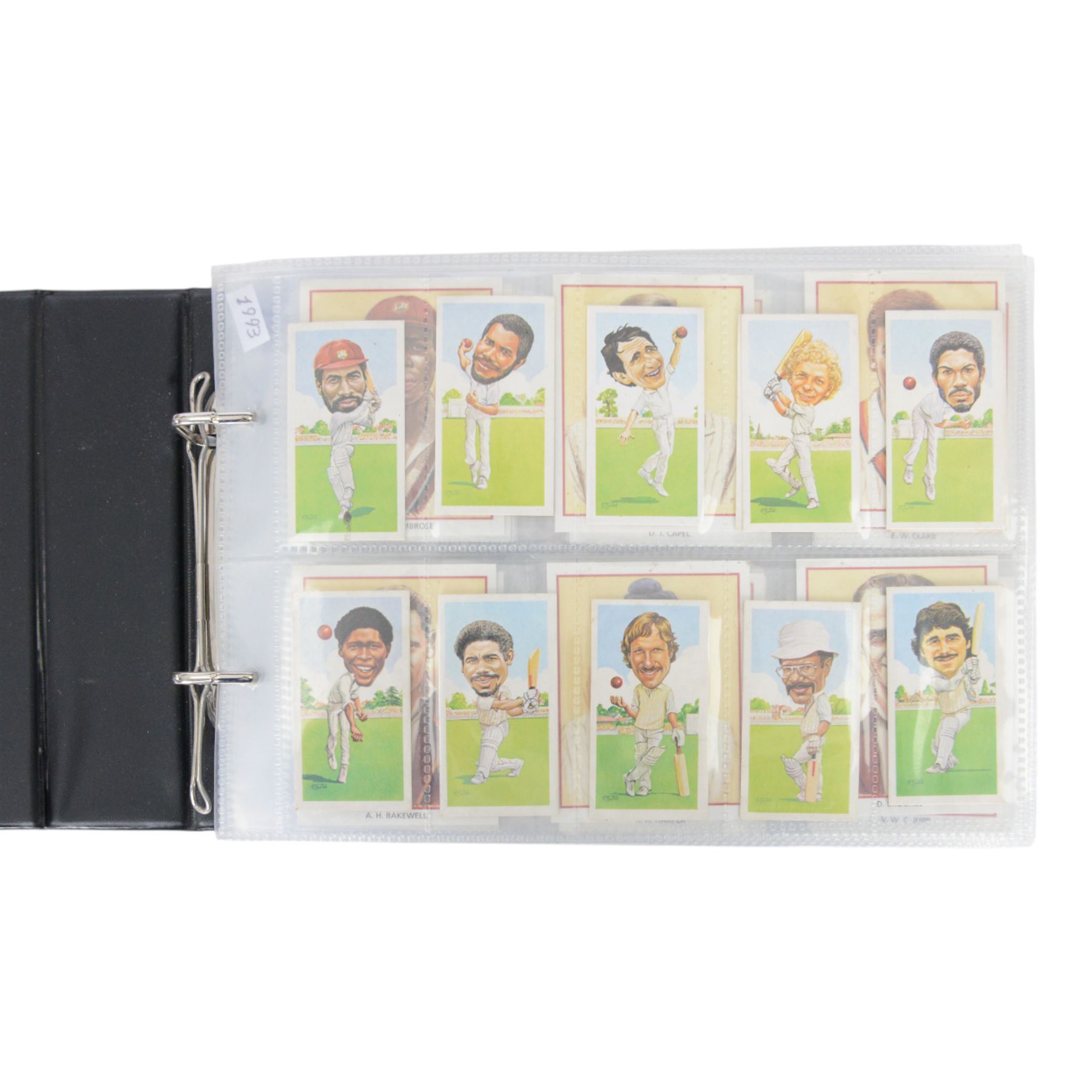 Collection of Edwardian and later Cricket related trading and cigarette cards, including complete set of fifty 1908 Will's Cigarettes Cards, fifteen 1922 The Boys Realm Famous Cricketers cards, part set of 1926 Players Cricketers Caricatures by RIP,  full set of sixteen 1958 Master Cricketing Series New Zealand, complete set of twenty five 1953 Mornflake Test Cricketers, etc, housed in three albums