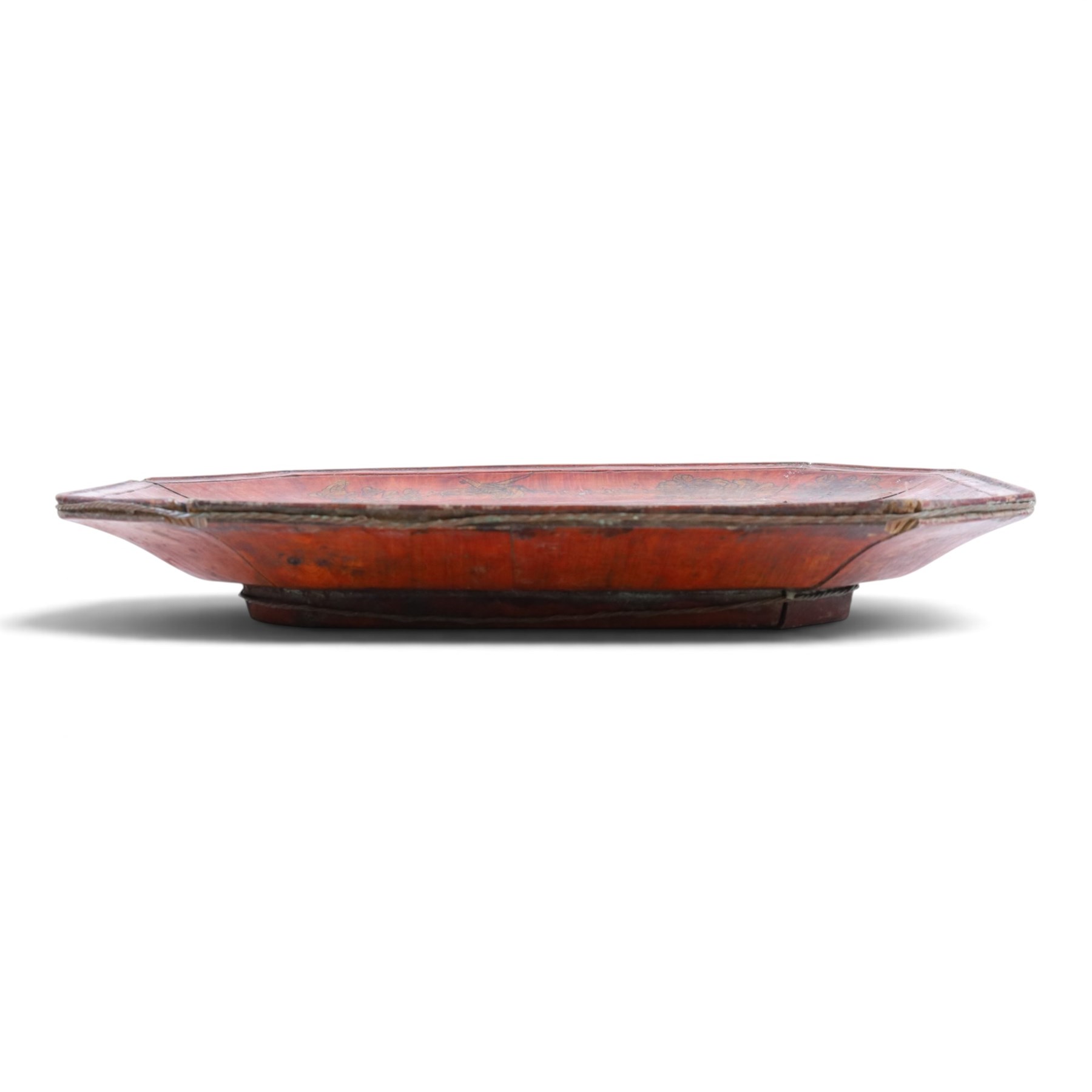 Chinese Dou, together with lacquered tray decorated with figures and bamboo steamer