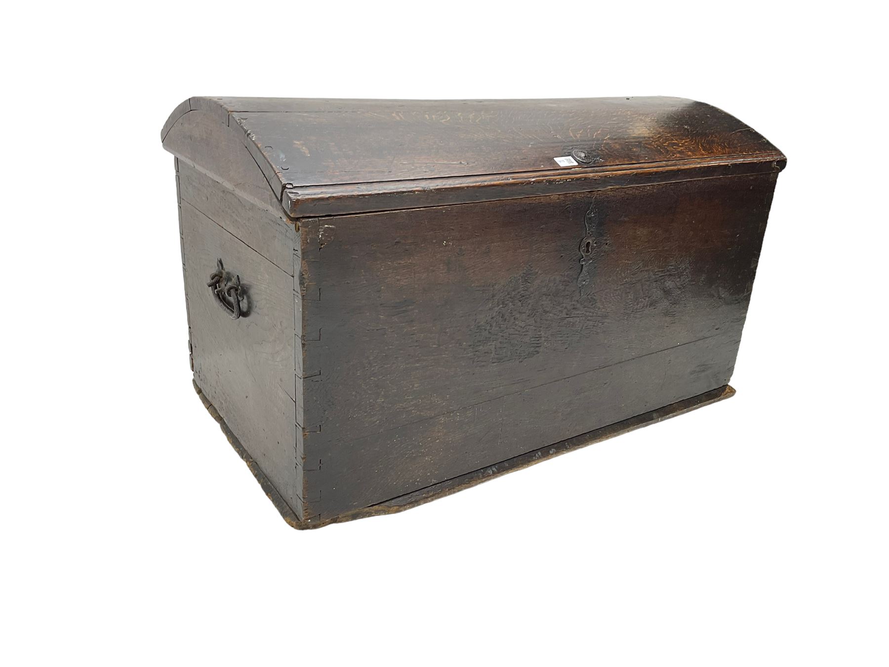 18th century oak blanket chest, hinged dome lid concealing fitted candle box 