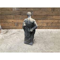 Collection of 9 decorative stone garden objects including sun dial small troughs mill stone and more,