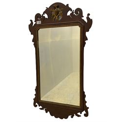 Chippendale style mahogany wall mirror, eagle pediment