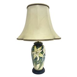 Moorcroft table lamp, Sesquipedale pattern of of baluster form, with shade  H21cm