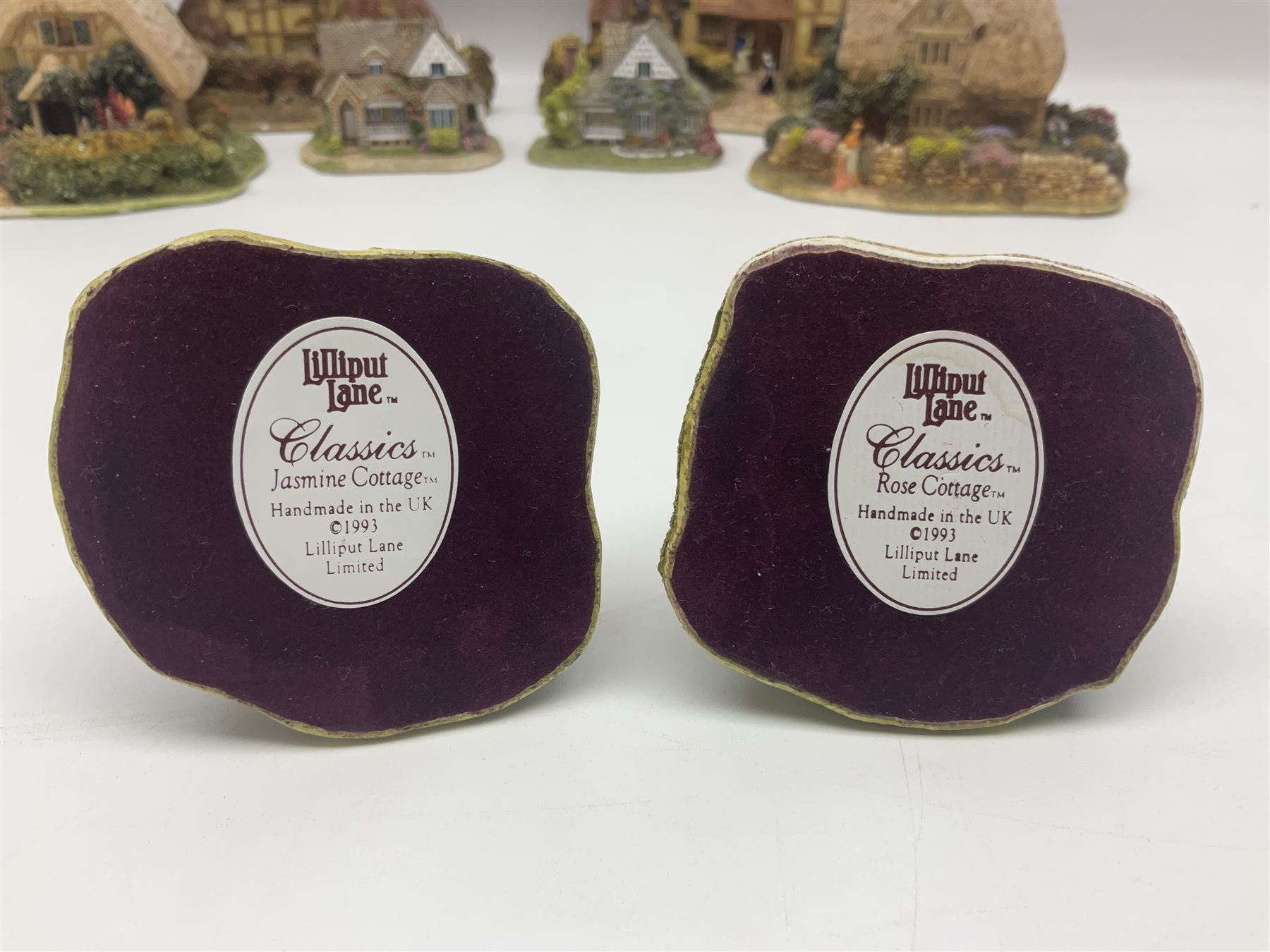 Twelve Lilliput Lanes, including the full Helen Allingham Collection, Chalfont St  Giles, Midhurst, Great Wishford and Witley and from the Blaise Hamlet Classics Collection, Circular Cottage, Dial Cottage, Double Cottage etc, all with original boxes 