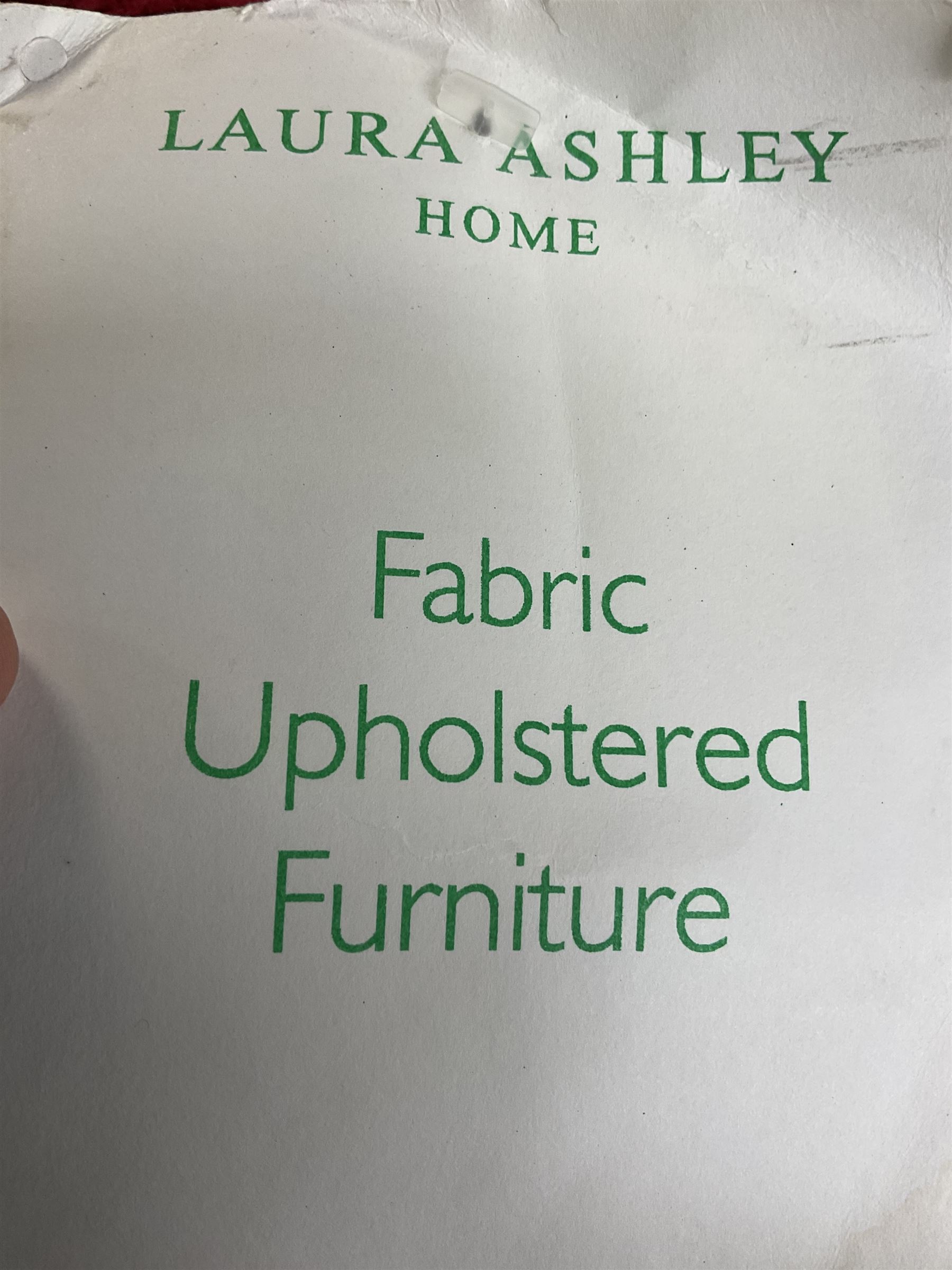 Laura Ashley - traditional shaped three seat sofa (W225cm, D95cm), and matching two seat sofa (W182cm), upholstered in crushed red velvet fabric 
