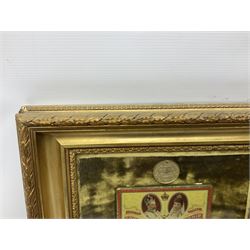 Quantity of vintage tins to include framed 1902 Coronation example with medallion in one box
