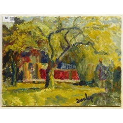  Ronald Ossory Dunlop RA (Irish/British 1894-1973): Figures in the Orchard, oil on canvas signed 30cm x 40cm (unframed)  

