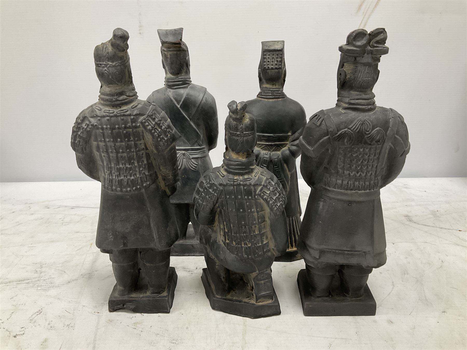 Set of five Chinese 'Terracotta Warrior' style figures, tallest example H24cm 