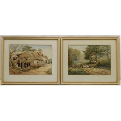 William Joseph Wadham (British 1863-1950): Farmstead and Shepherd Driving Sheep', pair watercolours signed 24cm x 34cm (2)