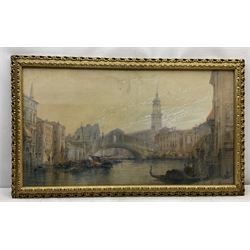 Paul Marny (French/British 1829-1914): Rialto Bridge Venice, watercolour heightened in white signed 49cm x 90cm 