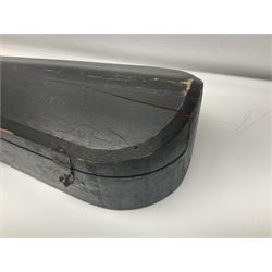 Early 20th century German Saxony three-quarter size violin with 34cm one-piece maple back and ribs and spruce top L55.5cm overall; in ebonised wooden 'coffin' case with bow