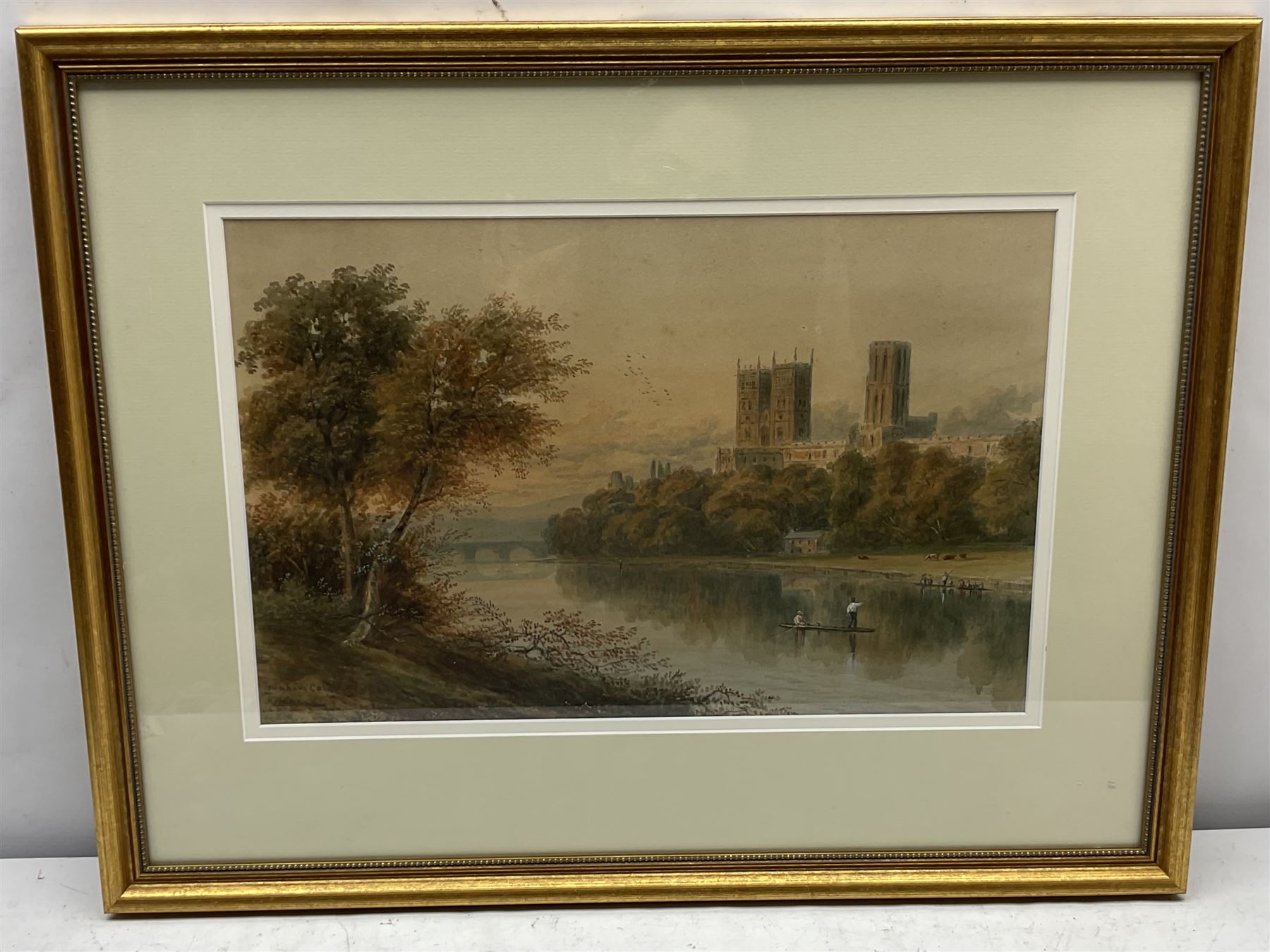 W Wood (British 19th/20th century): 'Durham Cathedral', watercolour signed and titled 28cm x 44cm