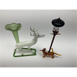 Large collection of hand-blown glass animals and figures, to include fish, birds, cats, dogs, monkeys etc