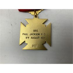 Masonic and similar jewels/medals to include Royal Antediluvian Order of Buffaloes, hallmarked, L.A Vallette Lodge No. 815, hallmarked, R.A.O.B Justice Truth Philanthropy, etc 