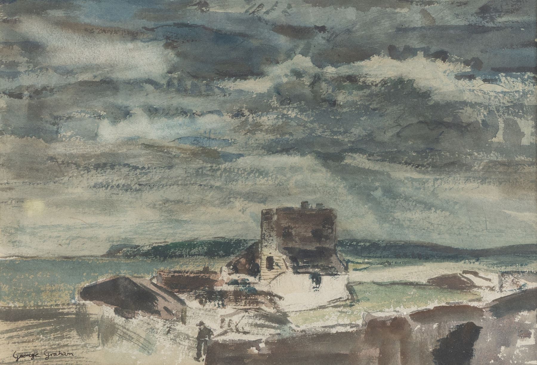 George Graham (British 1881-1941): River and Coastal Landscapes, pair watercolours signed, larger 26.5cm x 39cm (2)