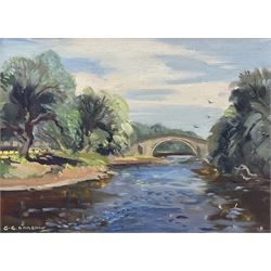 Gordon Clifford Barlow (British 1913-2005): 'The Old Ilkley Bridge', oil on board signed, titled verso 29cm x 39cm 
