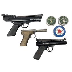Webley Hurricane .22 air pistol with over lever action and thumb safety L27cm; Webley Premier .22 air pistol with over lever action No.816; part Diana model 2 air pistol; and quantity of .22 pellets in three tins