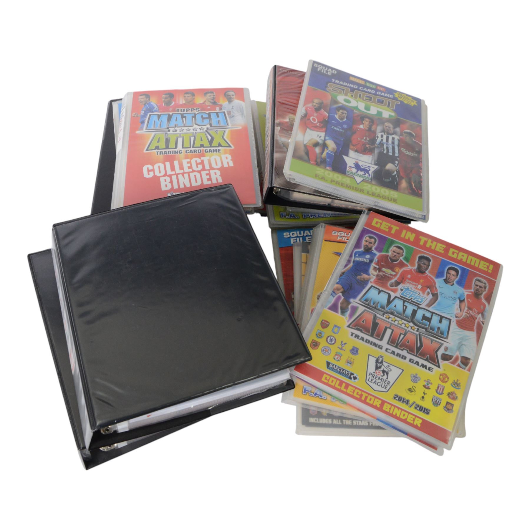 Large collection of Football trading cards, including full Manchester Untied Upper Deck set in official folder, large quantity of Topps Match Attax cards, including full sets, in official collectors binders, Panini Euro 2012 part set in folder, etc, all housed in folders