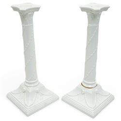 Pair of Wedgwood Corinthian Column candlesticks, with printed marks to base, H27cm (2)