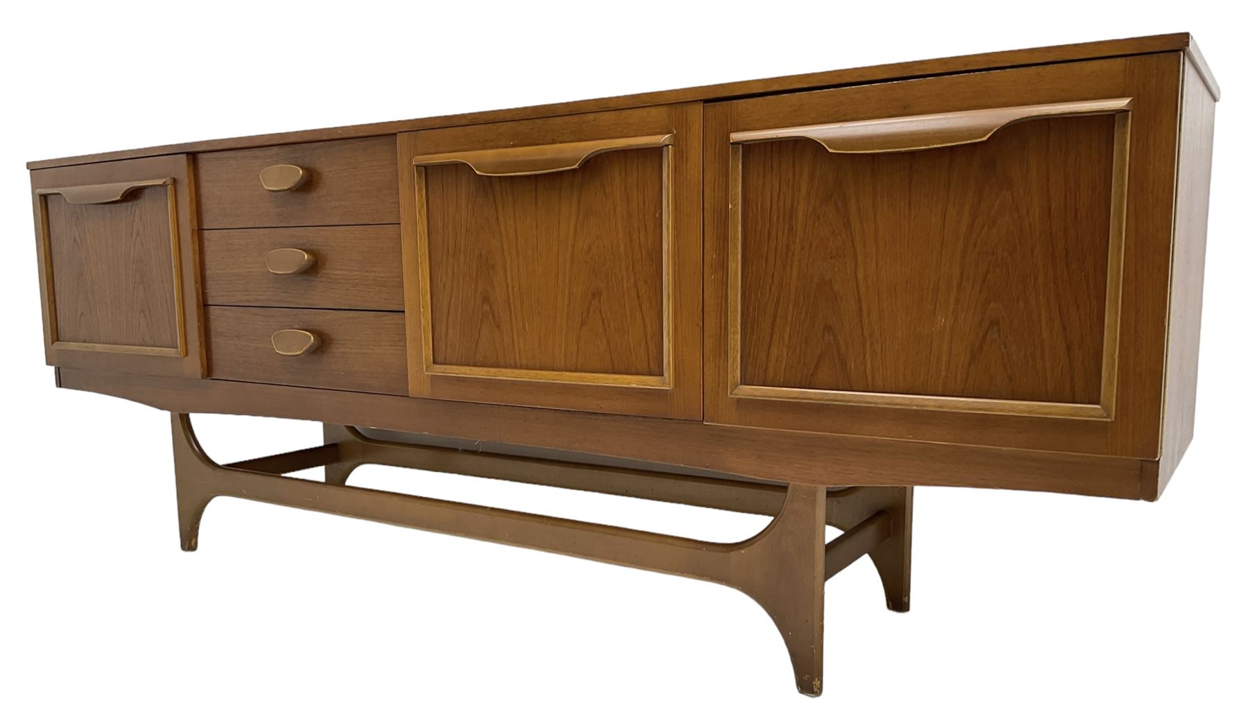 Stateroom by Stonehill - mid-20th century teak sideboard, fitted with single cupboard, double cupboard and three drawers