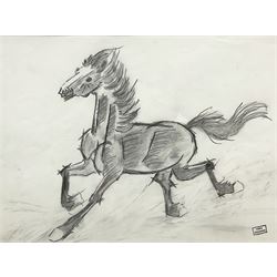 Emmanuel Gondouin (French 1883-1934): Study of a Horse, pencil with artist's studio stamp 24cm x 32cm