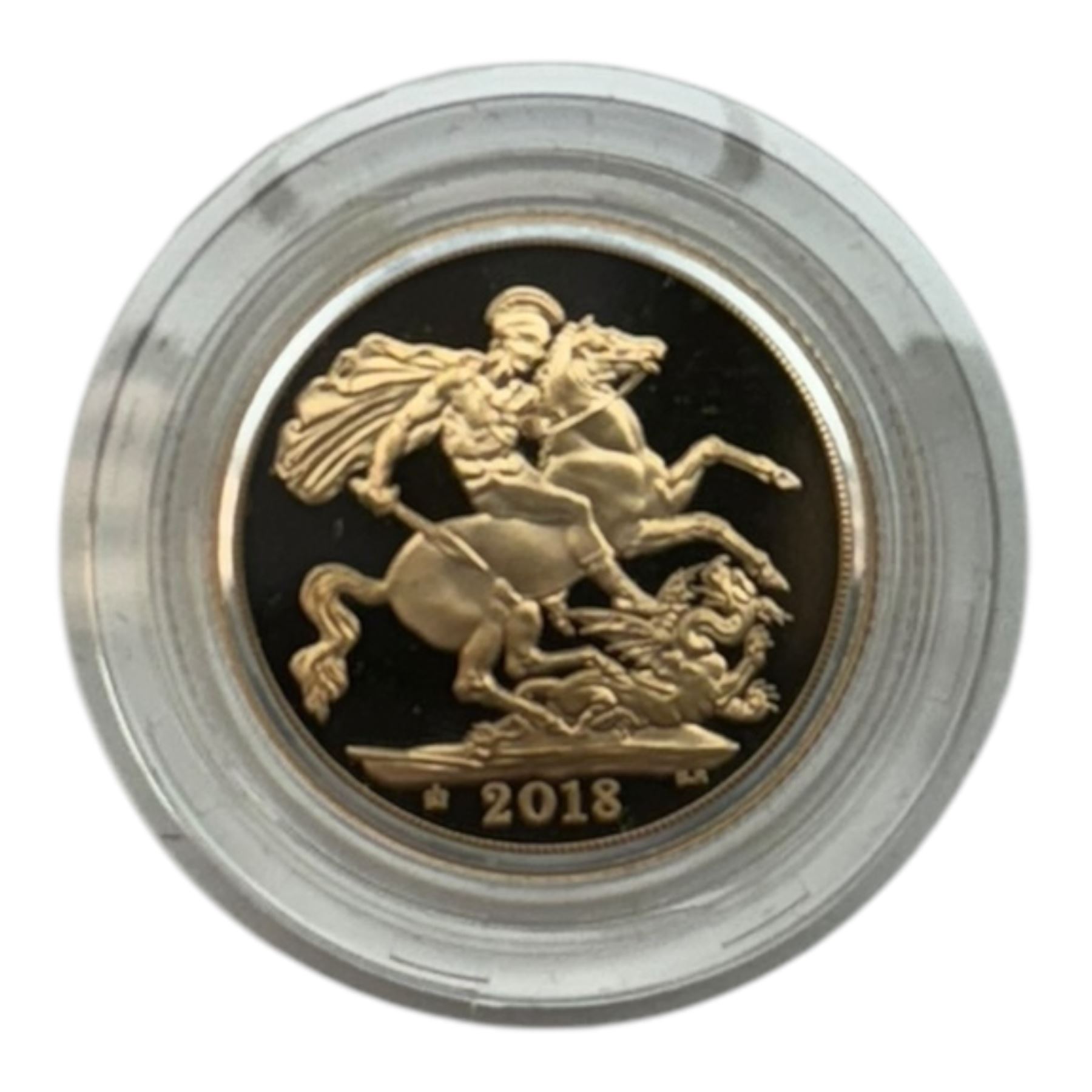 Queen Elizabeth II 2018 gold proof full sovereign coin, cased with certificate