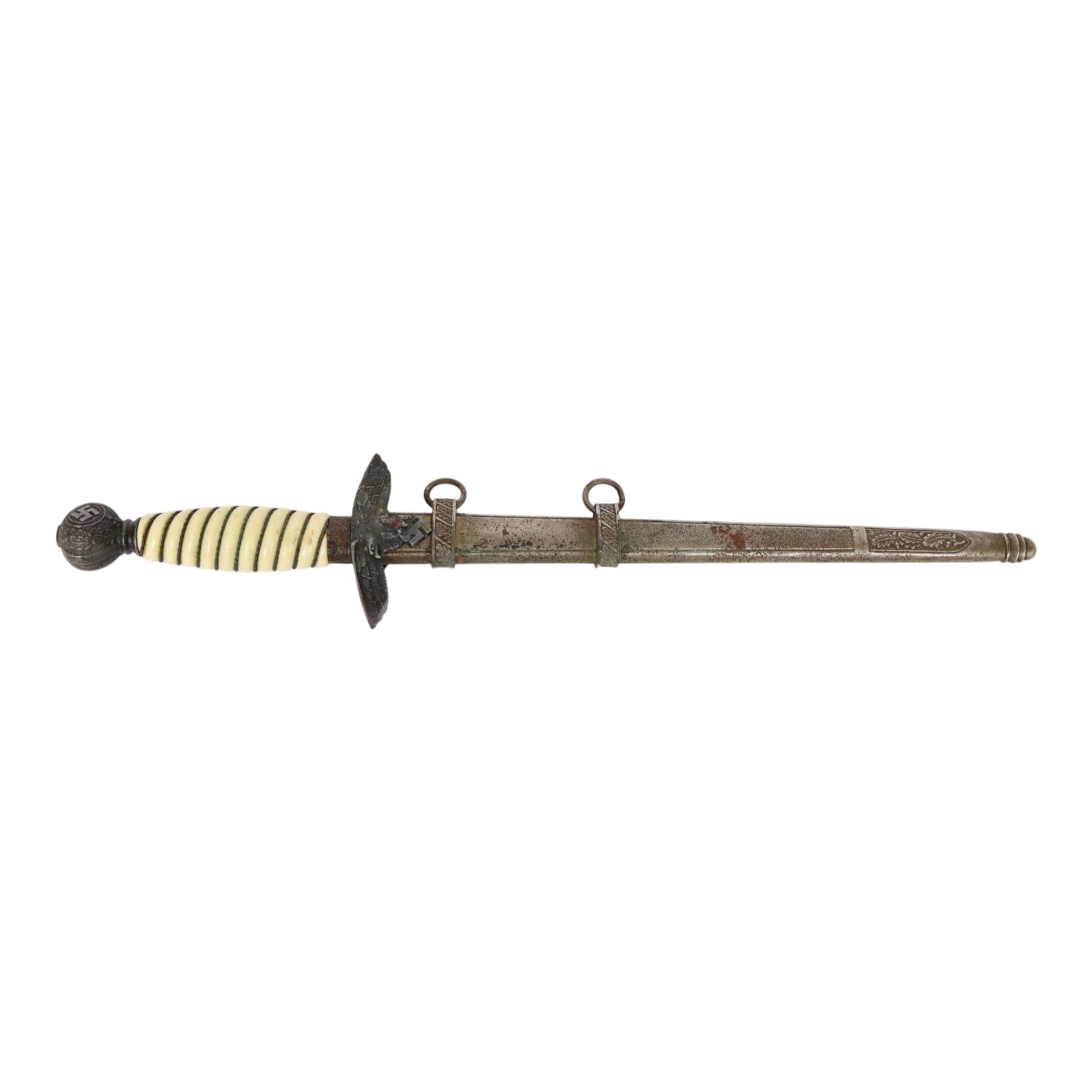 German Third Reich Luftwaffe 2nd type dress dagger with double edged blade and celluloid grip, L43cm