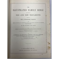 19th century The Illustrated Family Bible with Explanatory Critical & Devotional Commentary, published by  A Fullarton & Co, leather-bound with gilt decoration to cover, with the family register filled in for the Duggleby & Dunn family of Beverley