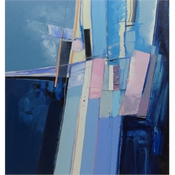  Charles Sutton (British 1929-2009): 'Marine Abstract - Blue Cliffs', oil on board signed with initials, titled signed and dated July 2000 verso 53cm x 53cm  DDS - Artist's resale rights may apply to this lot   