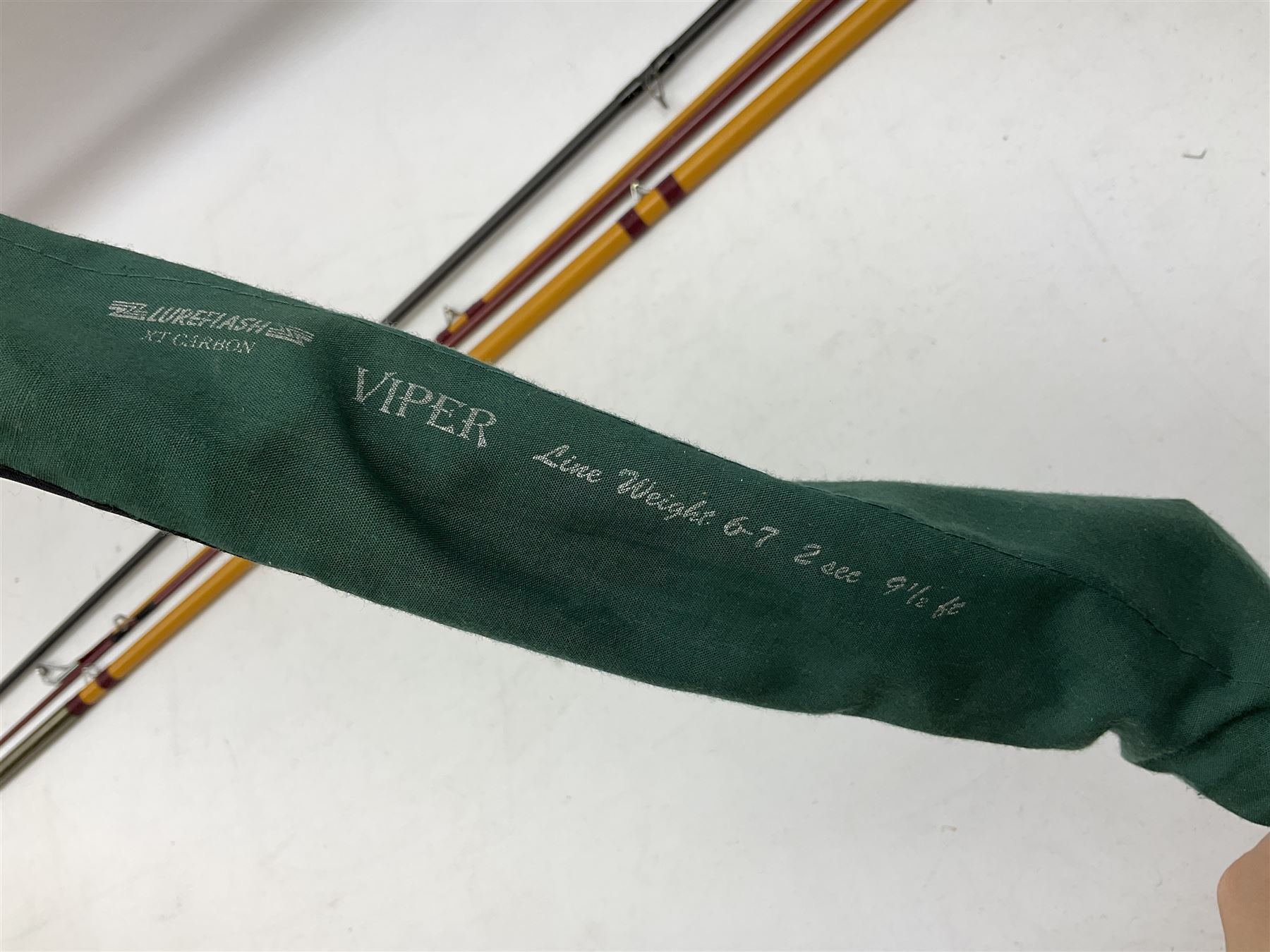 Quantity of fly and sea fishing rods and accessories, to include Shakespeare Boat 210 rod, Daiwa rod and others, and Guang Zhao FLD9000 course fishing reel, Beachmaster 7000FD, Rimfly II amd Penn Super Mariner, tackle etc