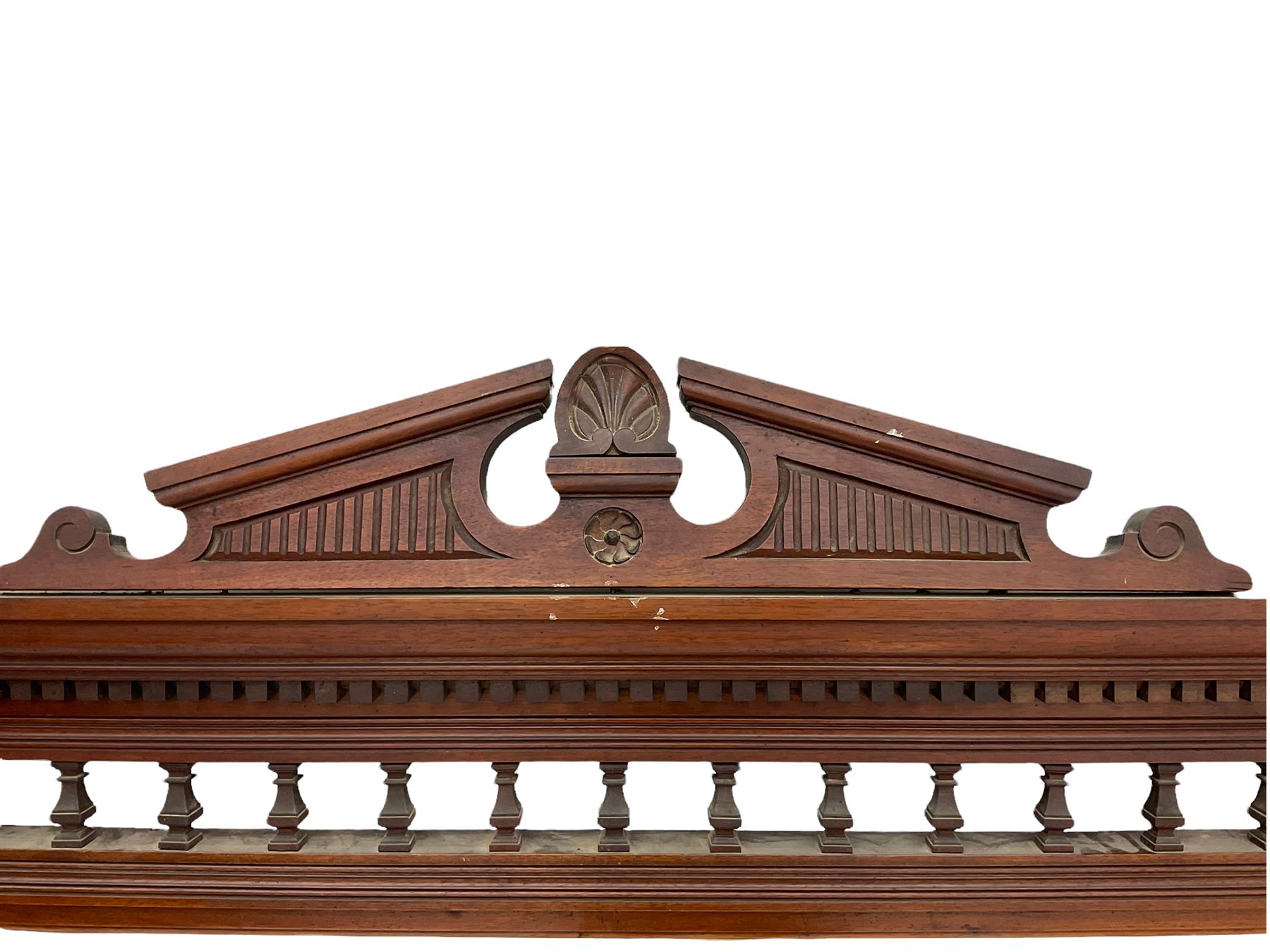 Edwardian walnut over-mantle mirror, bevelled plate