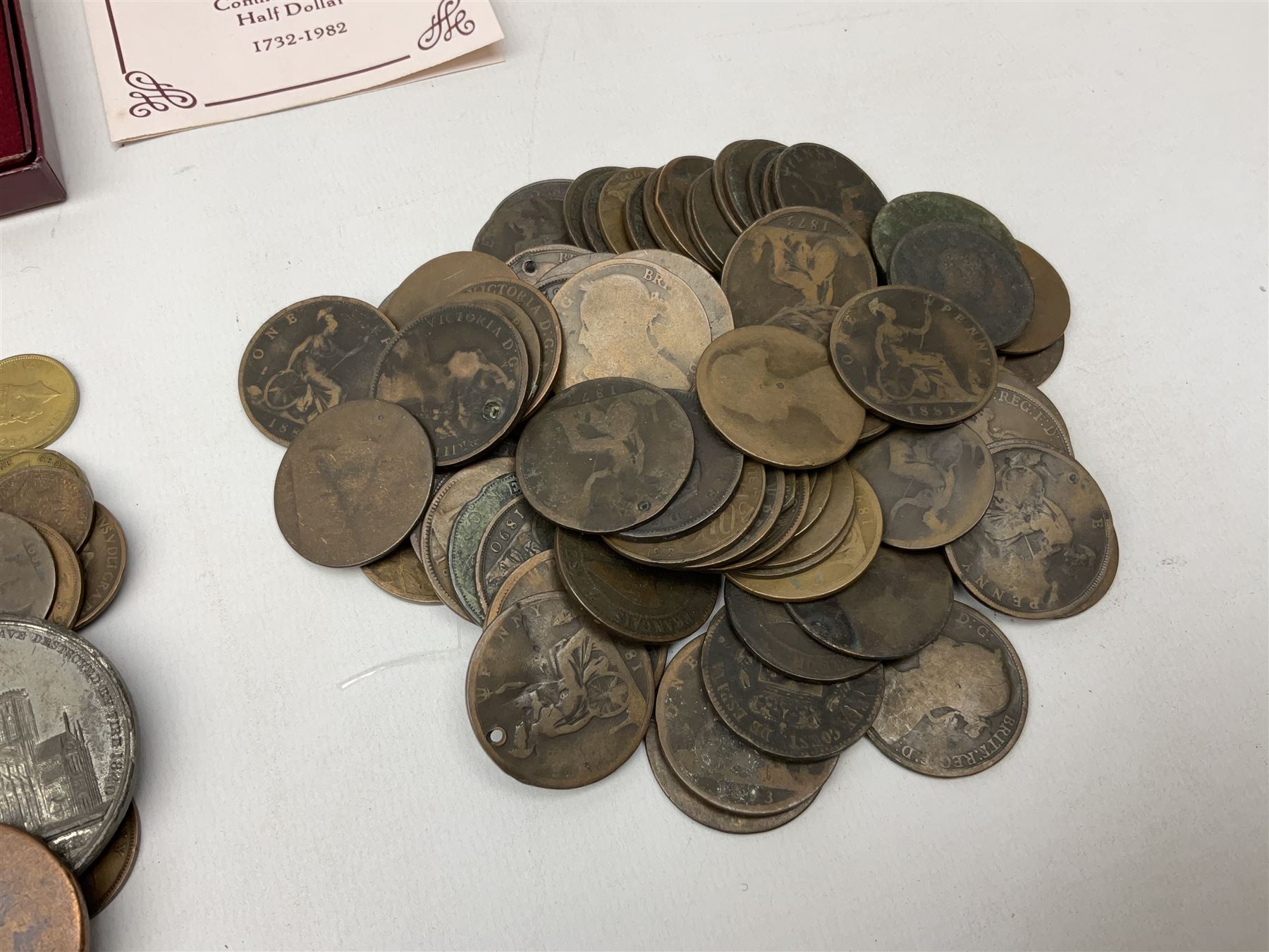 Coins including coinage of Great Britain 1970 proof set, United Kingdom 1997 brilliant uncirculated coin collection, various unofficial sets in plastic displays, three Isle of Man commemorative Harry Potter crown coins, United States of America 1982 silver half dollar, pre-decimal and other Great British and World coins etc 