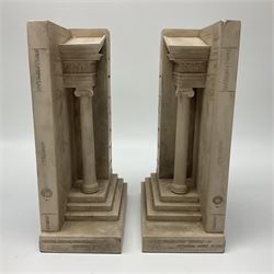 Timothy Richards handmade English plaster architectural models, Ionic; The Second Order of Greek Architecture, bookends, H22cm