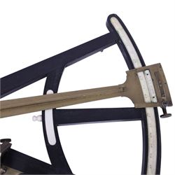 IVORY LICENCE 19th century ebony and brass octant, with inset ivory scale, unmarked, L35cm