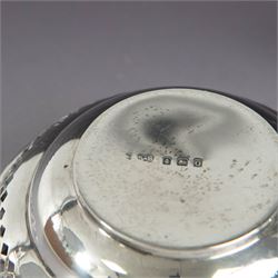 Two pairs of Victorian silver bon bon dishes, modelled as quaiches with pierced sides and twin handles, the larger pair hallmarked Synyer & Beddoes, Birmingham 1913 or 1938, the smaller pair hallmarked Birmingham 1913 or 1938, maker's marks worn and indistinct, largest D9cm