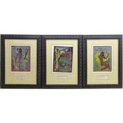 Edward Harris Wolfe (South African 1897-1981): 'Song of Songs', set of 12 limited edition offset lithographs on aluminium lined paper in four colours, each signed and numbered 228/250 in pencil on the mount 36cm x 26cm (image size) framed with original text 
