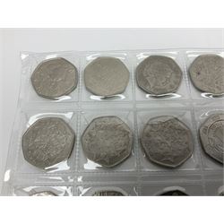Queen Elizabeth II decimal fifty pence coins, including commemoratives, face value 11 GBP