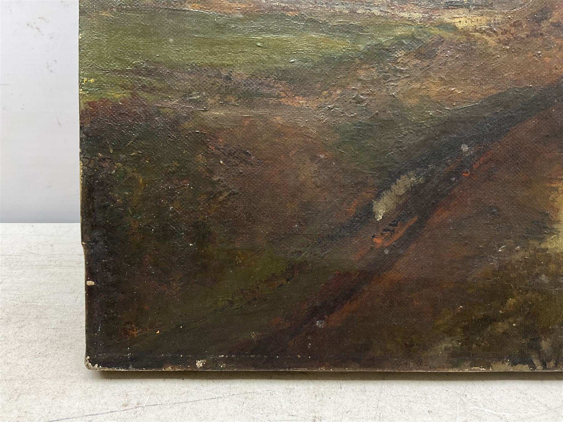 English School (Early 20th Century): View across Whitby, oil on canvas possibly signed 41cm x 56cm (unframed)