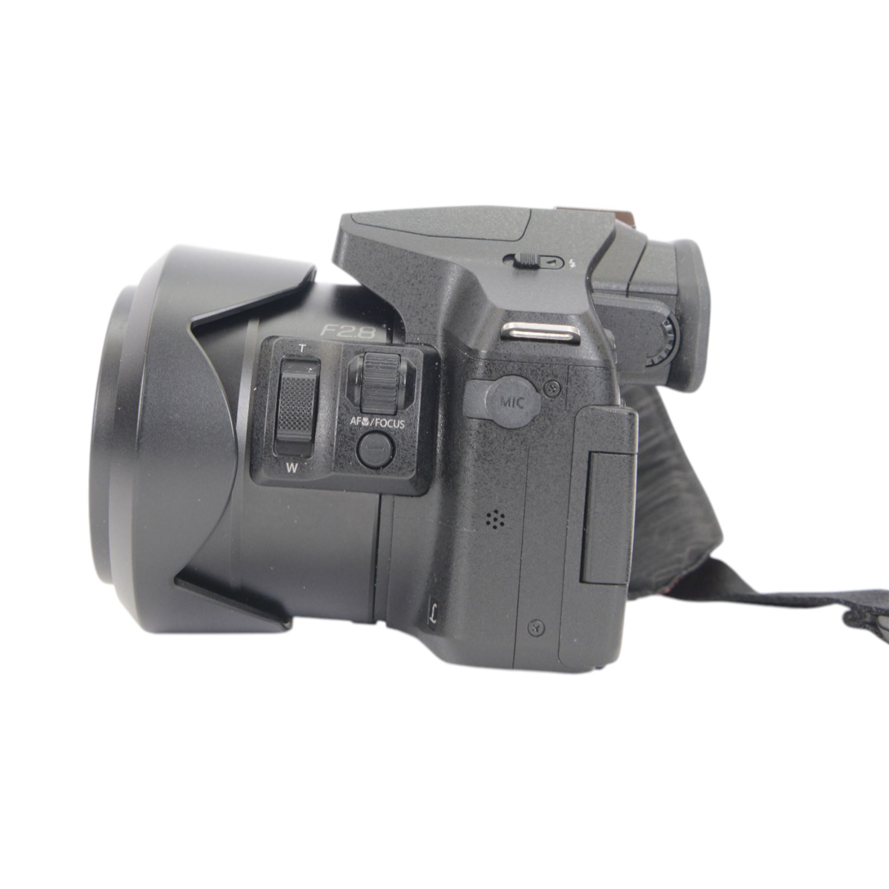 Panasonic Lumix DMC-FZ330 DSLR camera body with a Leica DC Vario-Elamrit 1:2.8/4.5-108 ASPH lens, with lens cap, hood and carry strap, in Lowepro carrycase 
