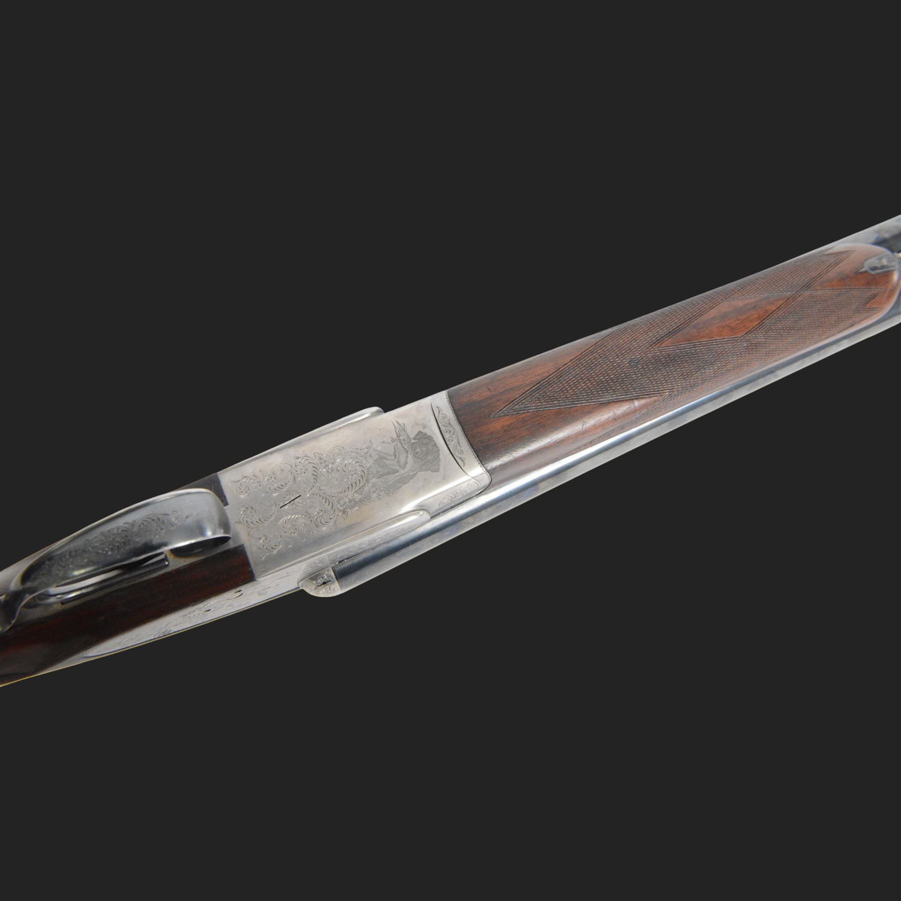 Giovanelli-engraved 12 bore double trigger side plate boxlock ejector, side by side double barrel shotgun with 69cm (27