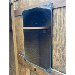 Early to mid 20th century oak hall wardrobe, single door with linenfold panel