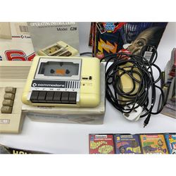 Commodore 64 games computer with boxed 1530 Datassette Unit Model C2N, two joysticks, over seventy games and twenty-two Commodore magazines; polystyrene box inner and card slip-case