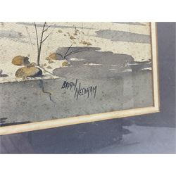 Brian Needham (British ?-2004): Wading Birds, pair watercolours signed 32cm x 43cm (2)