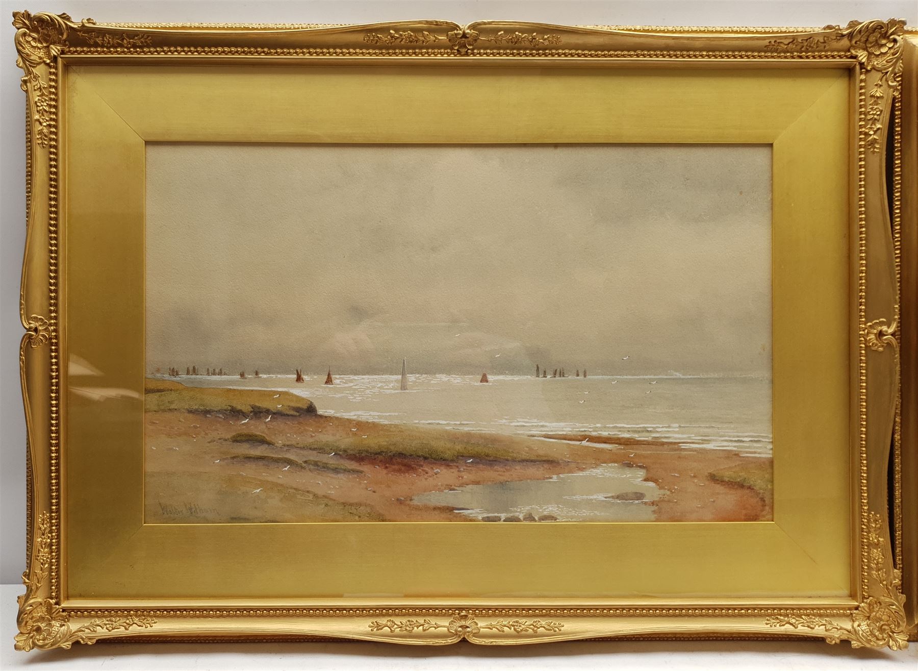 Walter Witham (British exh.1894-1896): Coastal Landscapes, set three watercolours heightened in white signed 29cm x 48cm (3)