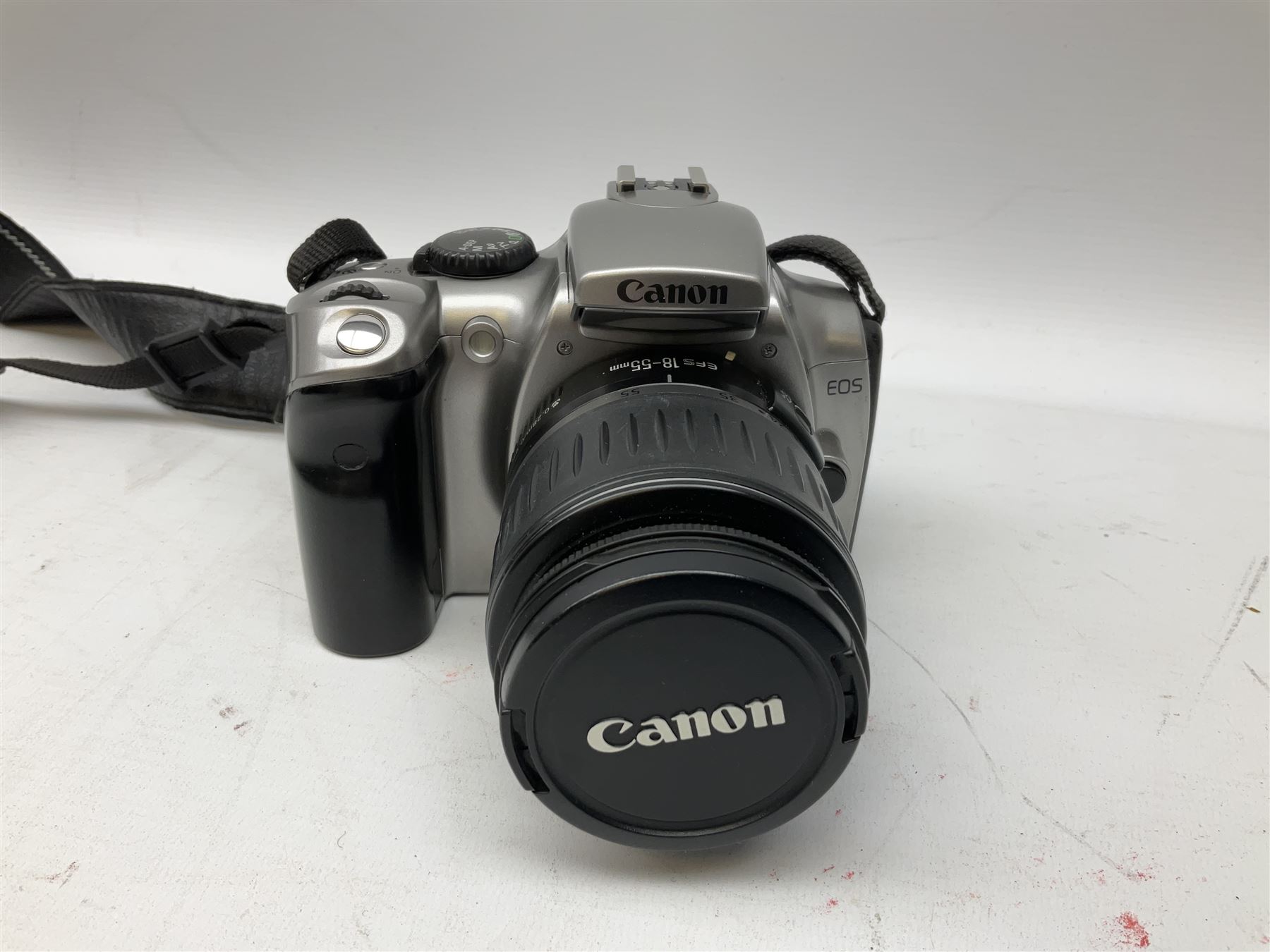 Canon EOS 300D Digital SLR in silver, with Canon 'Zoom Lens EF-S18-55mm 1:3.5-5.6', with soft shell bag and instruction manual